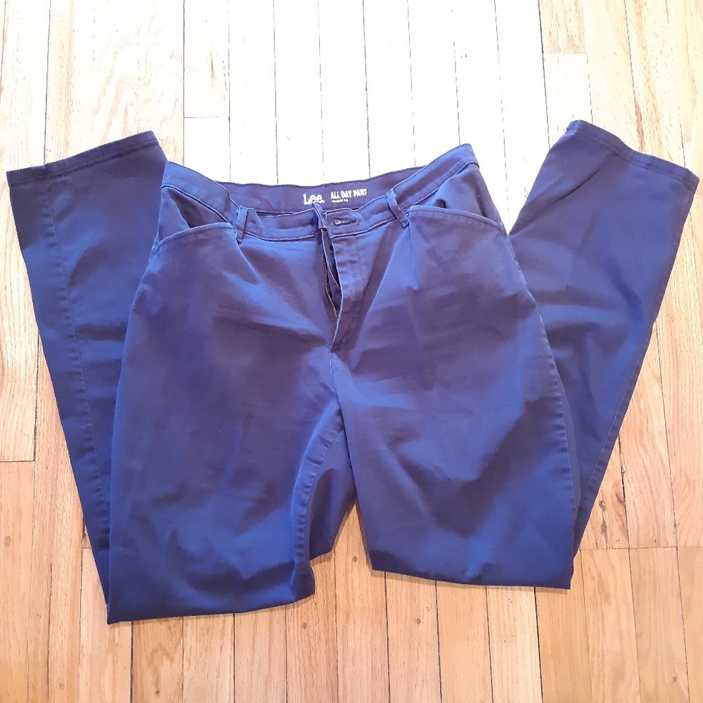 Lee all day pants navy blue 10 long